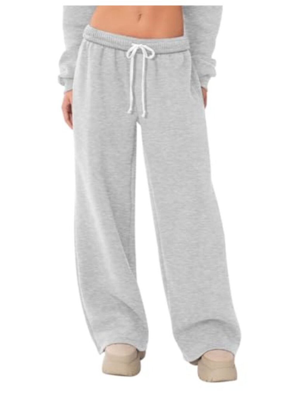 Fleece Lined Wide Leg Sweatpants High Waisted Thermal Winter Lounge